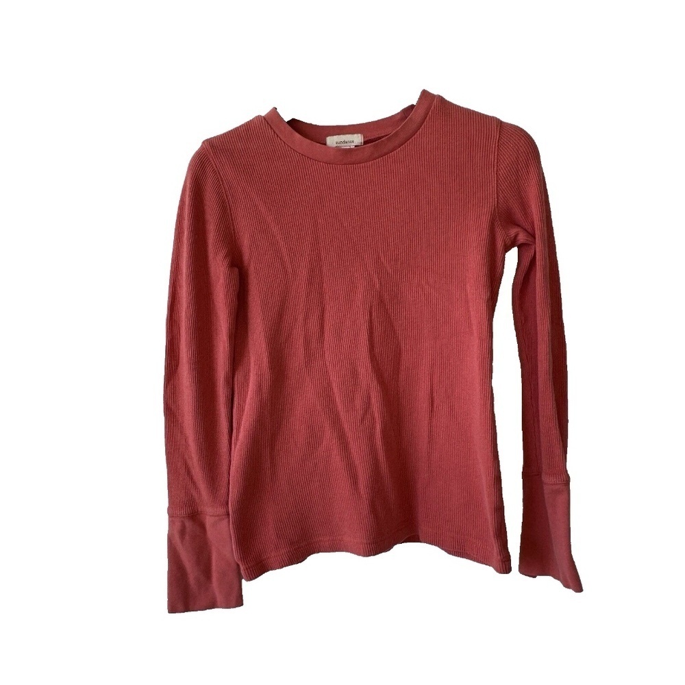 Sundance Top Womens Xs Pink Waffle Knit Stretch long sleeve